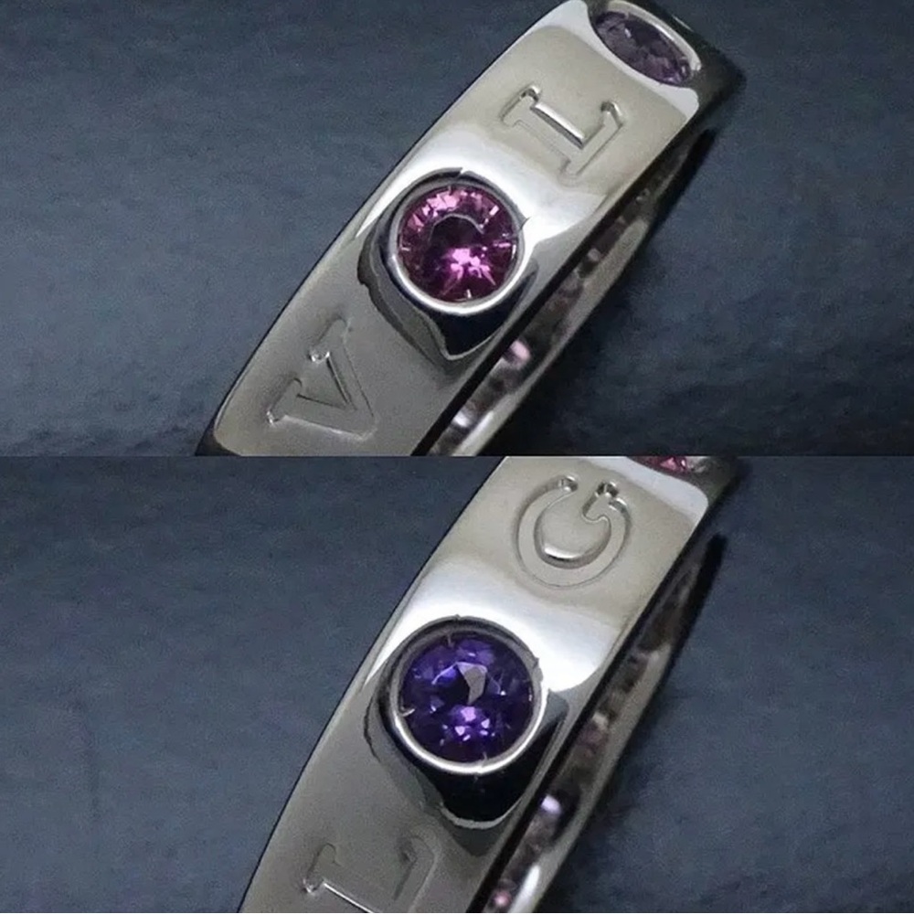 BVLGARI BULGARI Roman Sorbet Ring Amethyst Pink Tourmaline Diamond 18k WGold Box